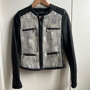 Zara Trafaluc vegan leather Jacquard cropped jacket size small